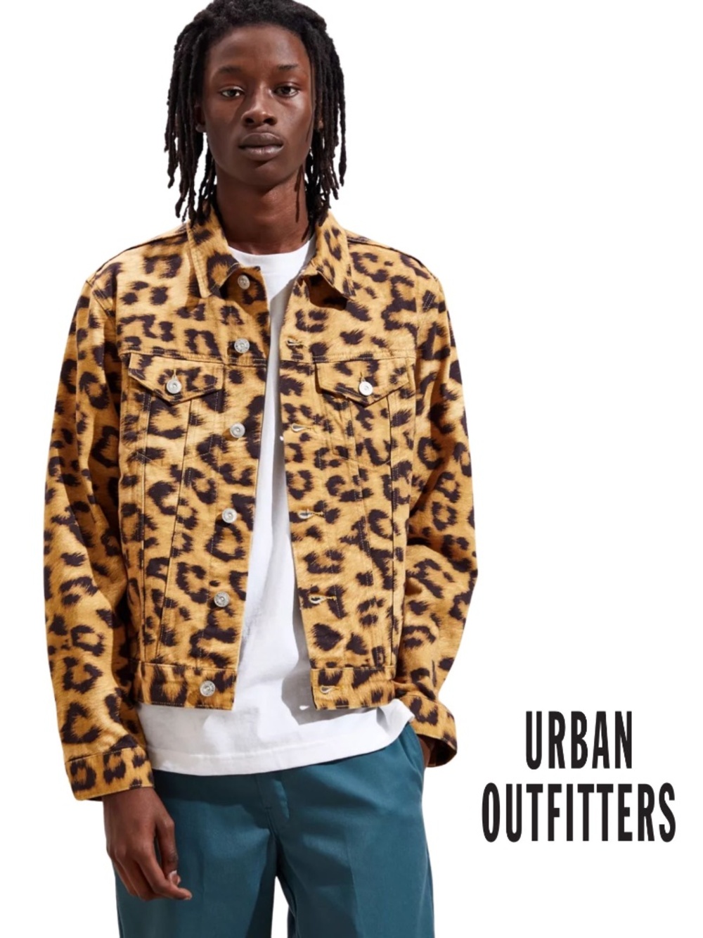 Urban Outffitters Men’s BDG Leopard Print Denim Jacket